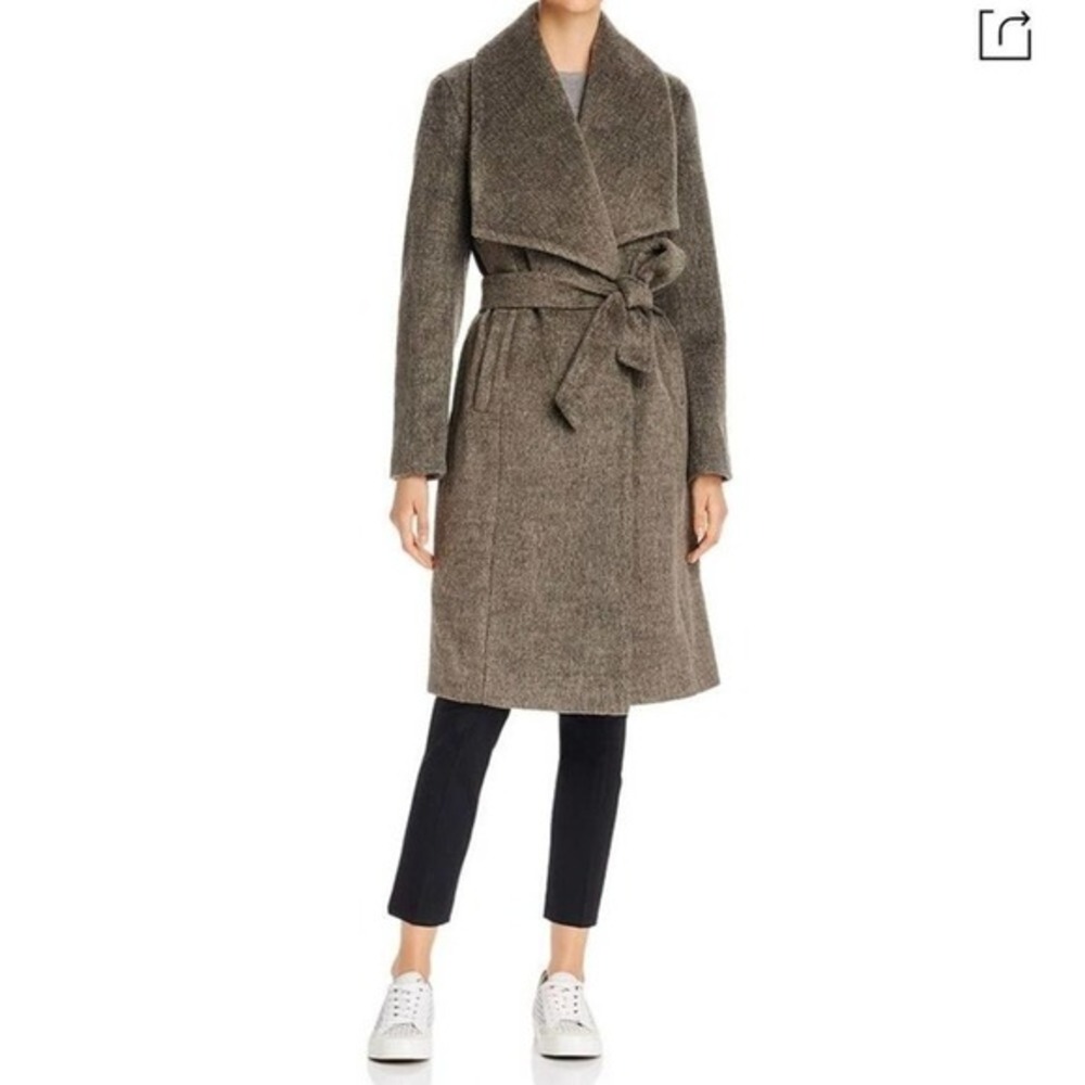 Calvin Klein Womens Shawl Collar Belted Wrap Walking Car Cozy Coat Size 14 Gray